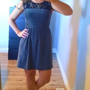 Black Sheer/ Metallic Party Dress - Size Medium